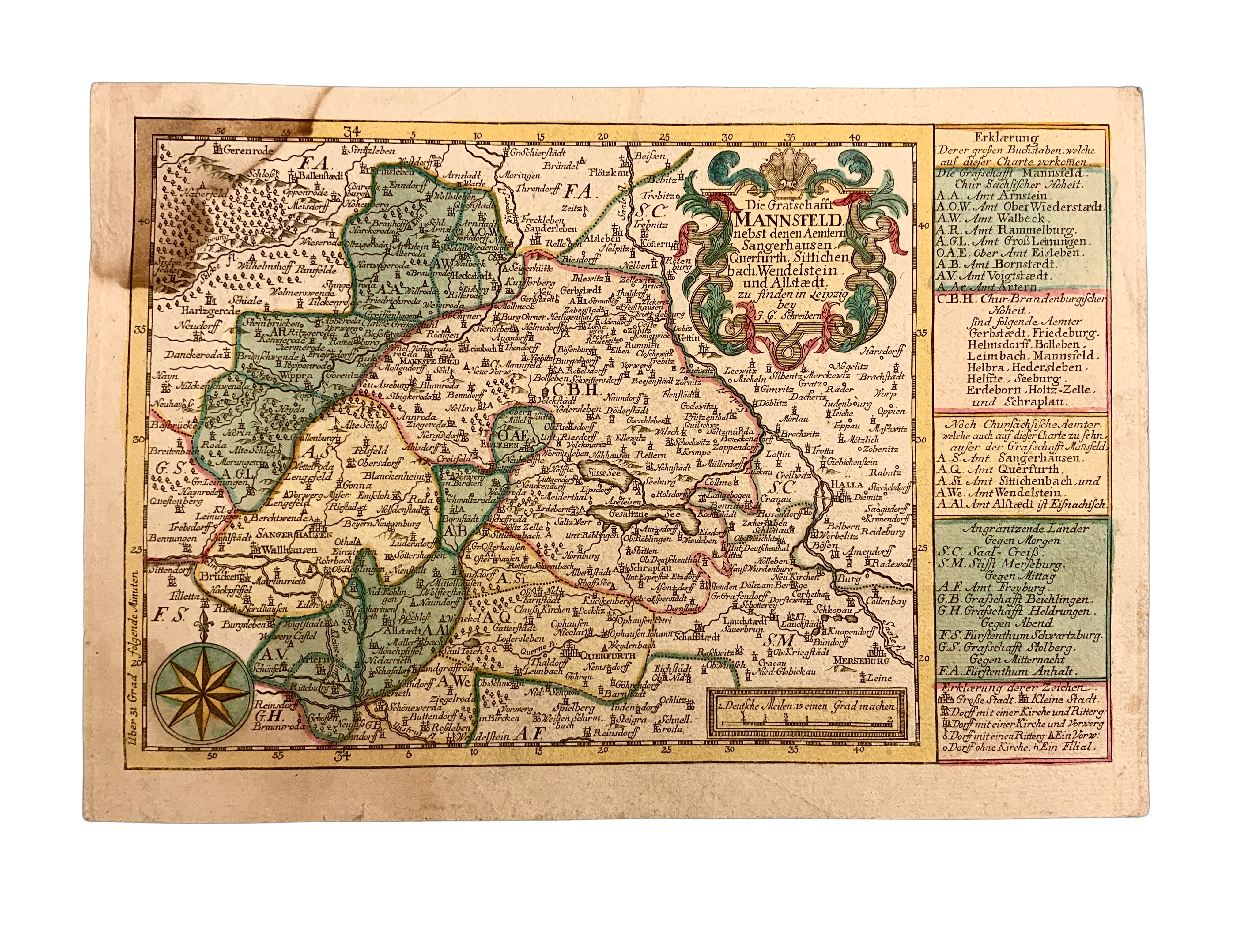 MANSFELD - Die Grafschafft Mannsfeld, nebst denen Aemtern Sangerhausen, Querfurth, Sittichen bach, Wendelstein und Allstædt