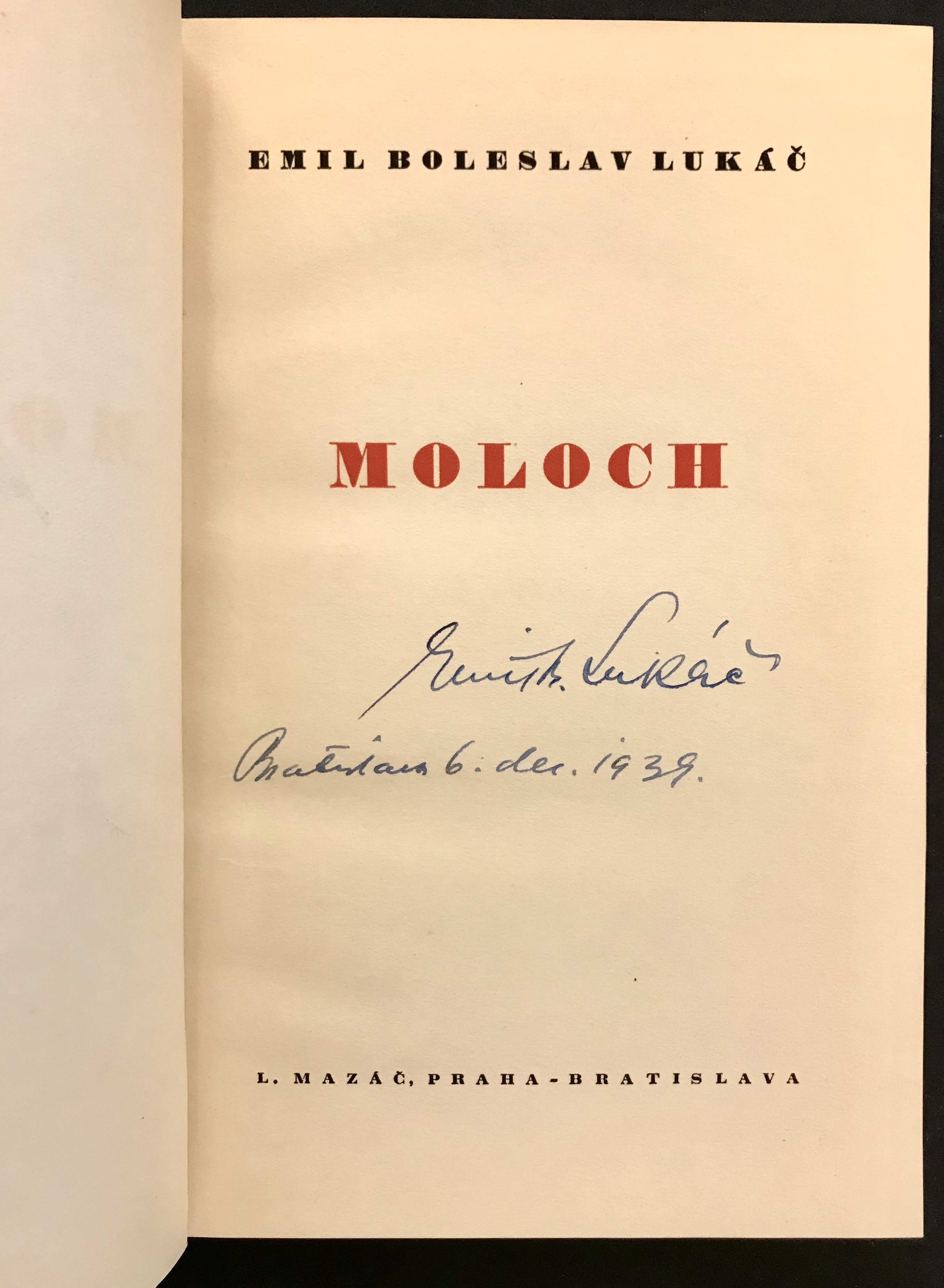 Moloch. Sbierka básní.