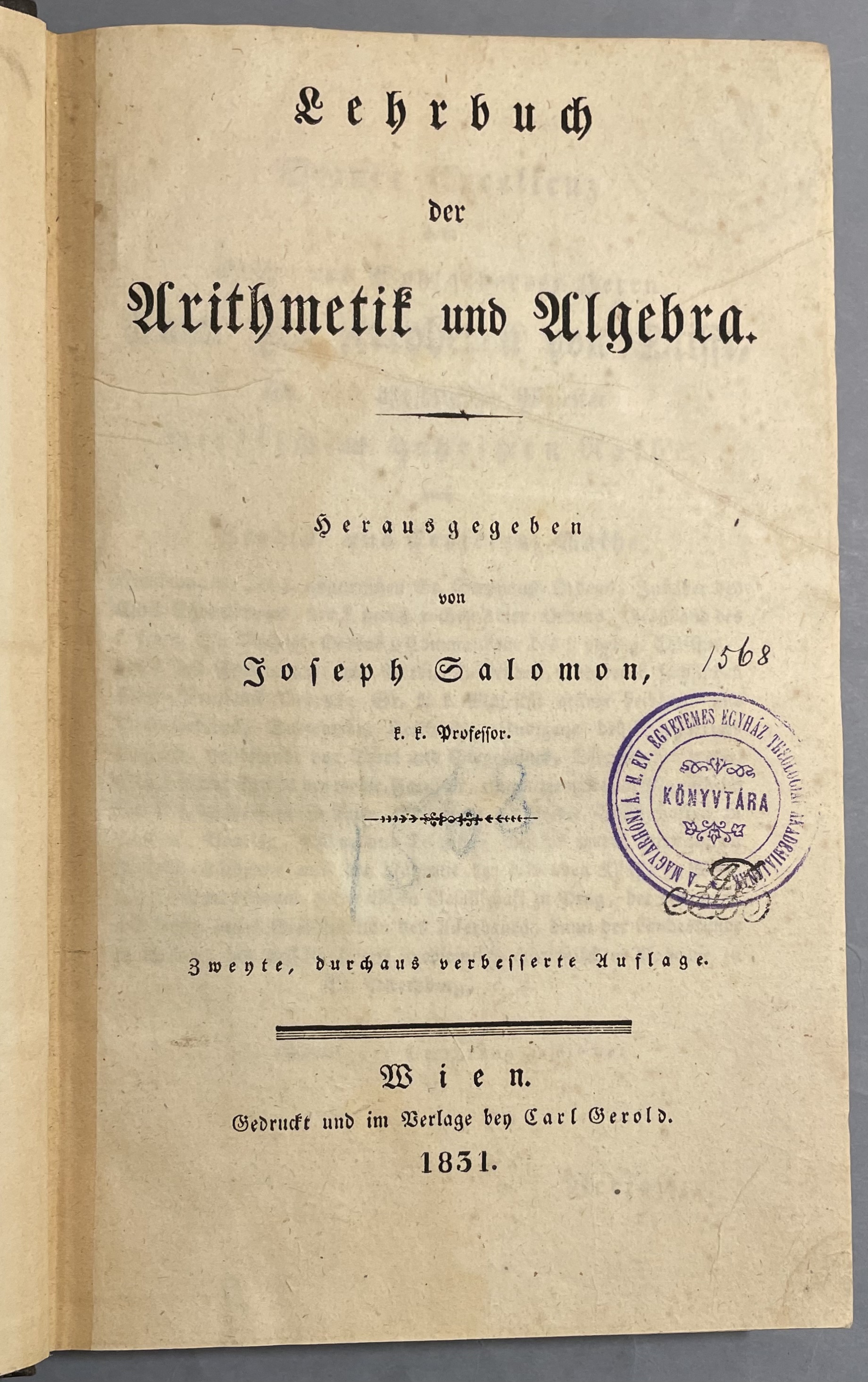 Lehrbuch der Arithmetik und Algebra