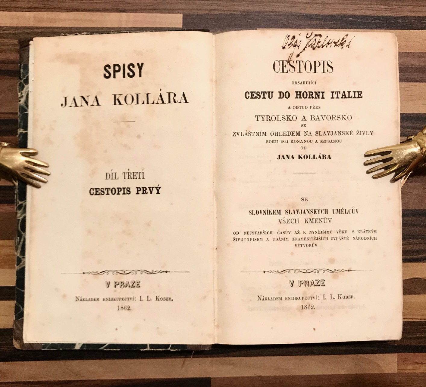Cestopis (prvý) obsahujíci cestu do Horni Italie a odtud přes Tyrolsko a Bavorsko se zvláštním ohledem na slavjanské živly