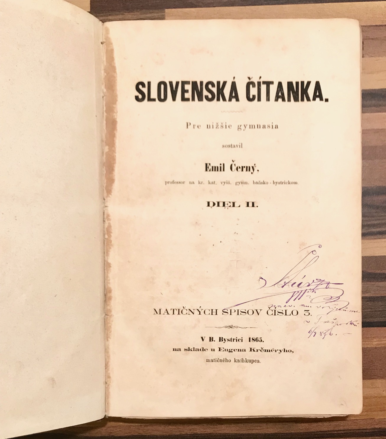 Slovenská čítanka. Pre nižšie gymnáziá. 2. diel.