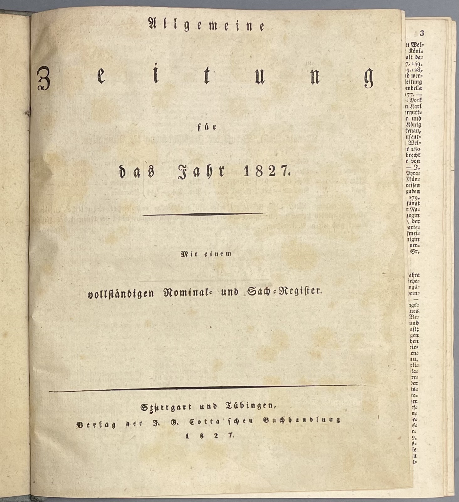Allgemeine Zeitung für das Jahr 1827