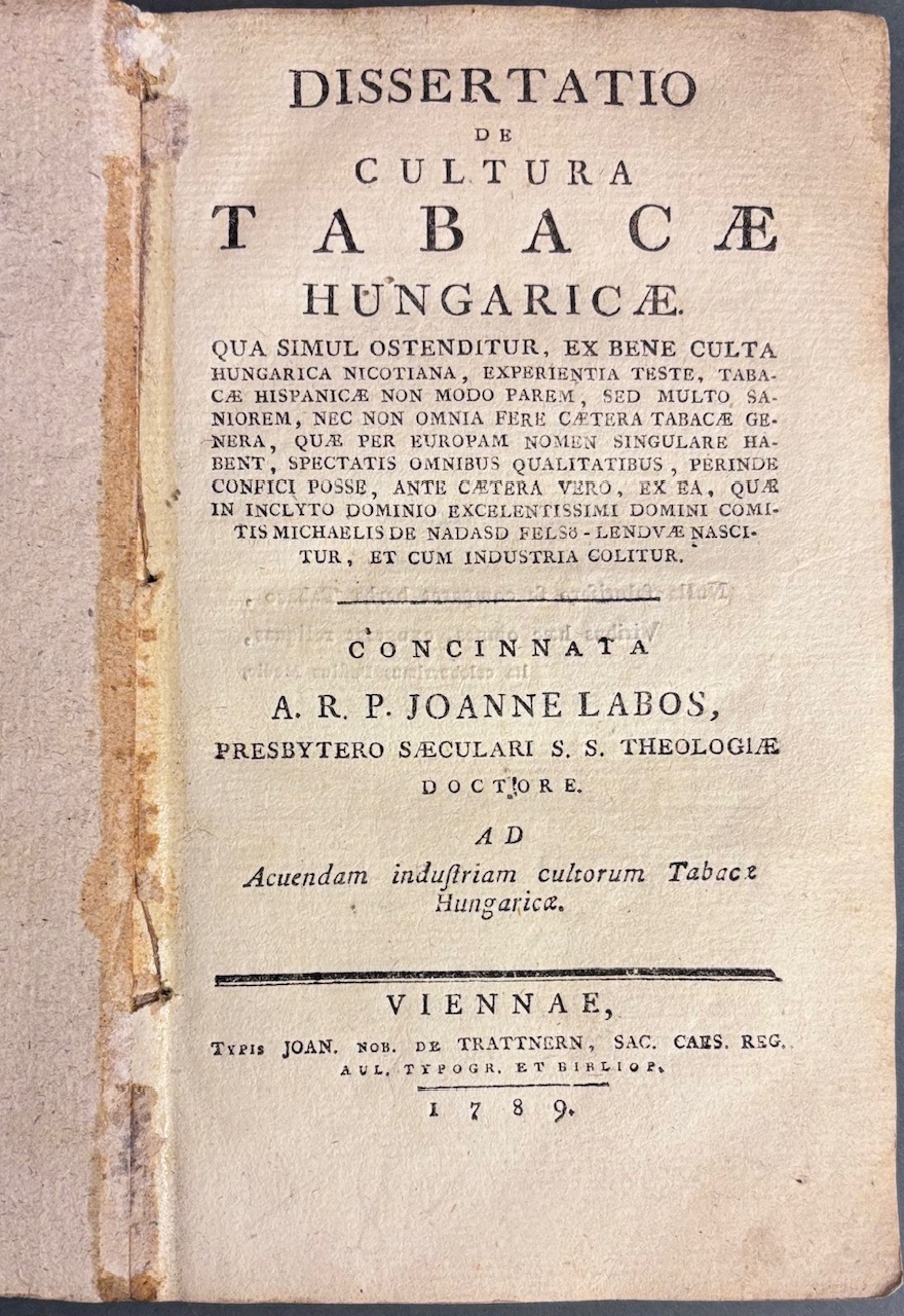TABAK V UHORSKU - Dissertatio de cultura tabacae Hungaricae