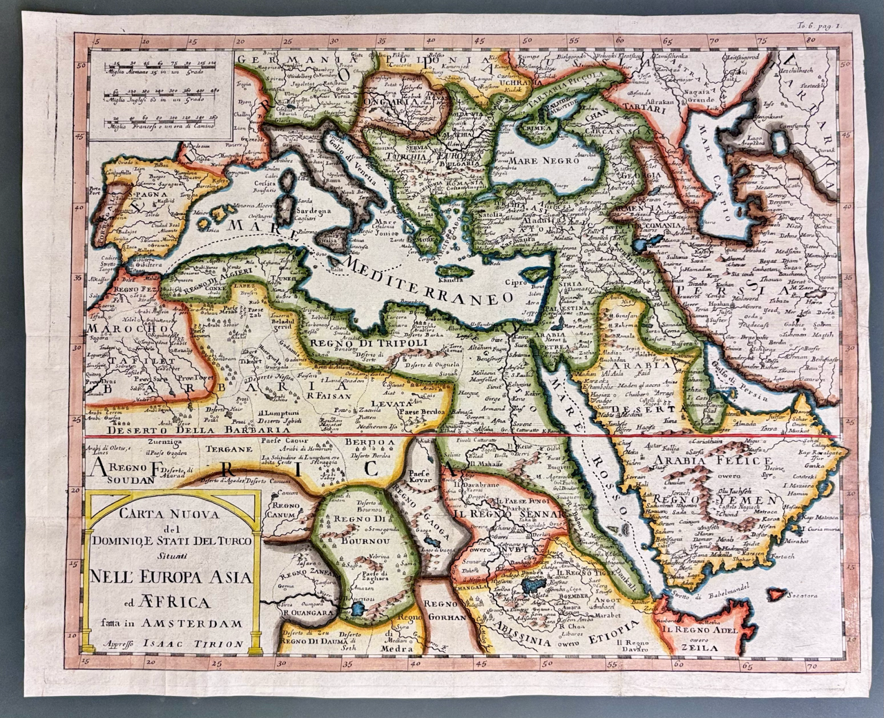 STREDOZEMNÉ MORE, SEVER. AFRIKA A BLÍZKY VÝCHOD - Carta nuova de’ Domino e Stati del Turco situati nell’Europa, Asia ed Africa - 1769