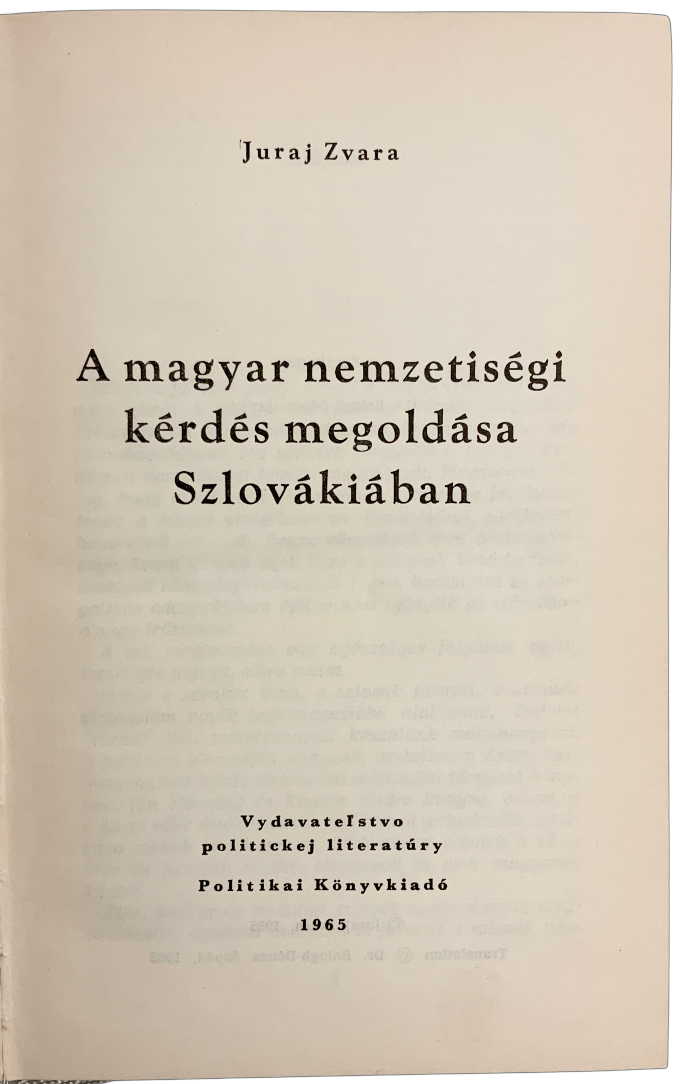 A magyar nemzetiségi kérdés megoldása Szlovákiában